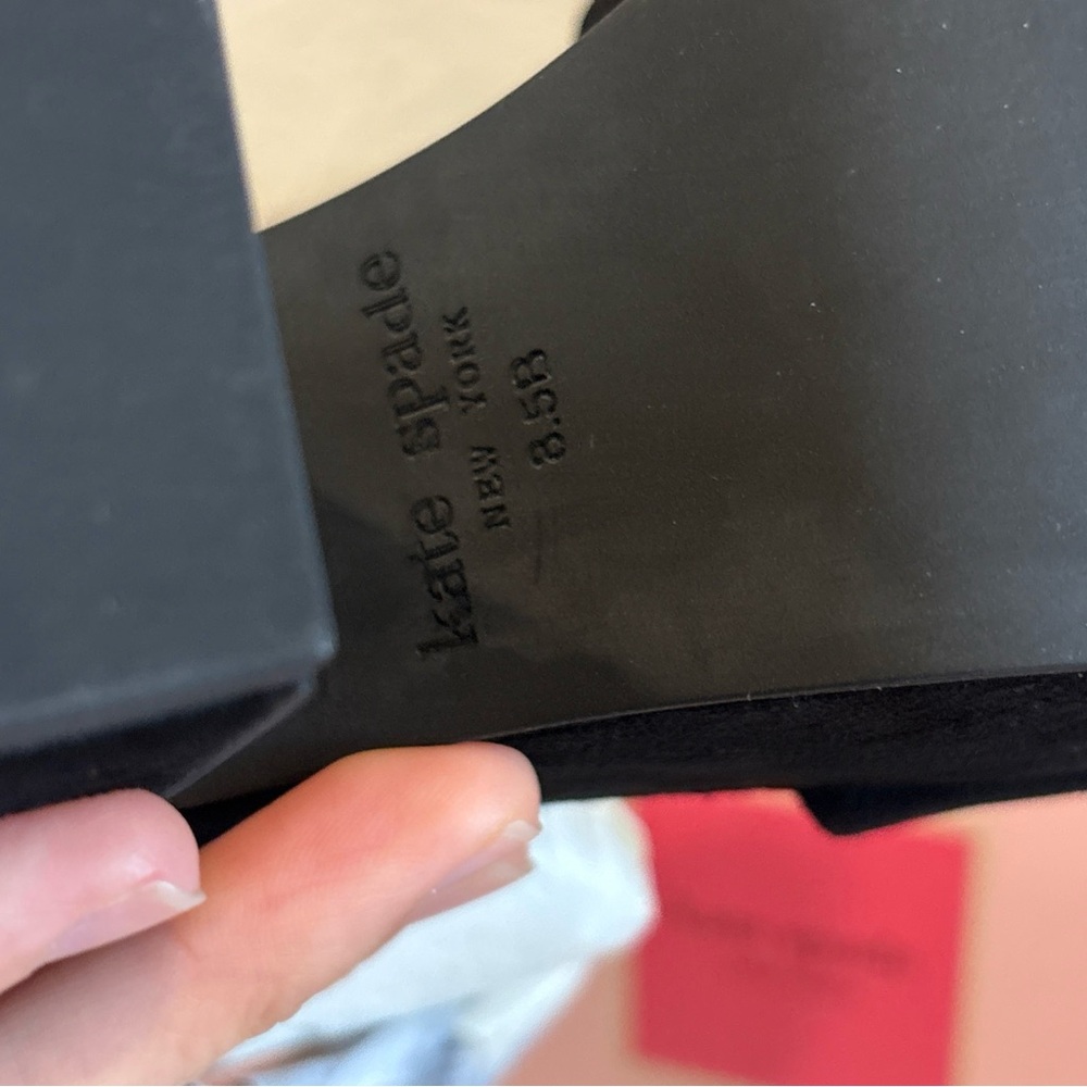 kate spade Black Suede Platform Block Heel Sandals - Picture 8 of 9